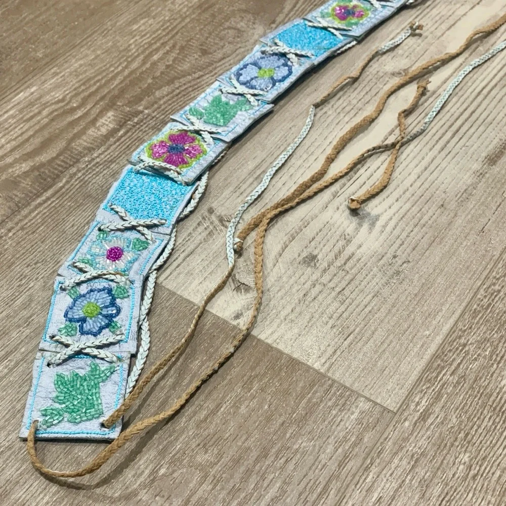 Chan Luu Floral Beaded Belt - Lt Blue - Picture 8 of 11